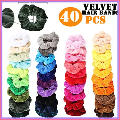 40 Pack Hair Scrunchies Velvet Scrunchy Bobbles Elastic Hair Bands Holder Pins • £6.19