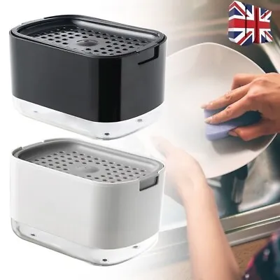 2 In 1 Soap Pump Dispenser Sponge Holder Kitchen Dish Washing Liquid Container • £6.99