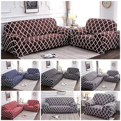 1 2 3 4 Seater Chair Sofa Cover Stretch Fitted Protector Couch Elastic Slipcover • $25.99