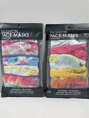 Lot Of 2 Fashion Tiedye Daily Face Masks 5 Pack Washable Reusable Adult • $10