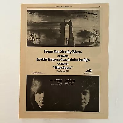 The Moody Blues Bluejays John Lodge 1975 14.5  X 10.5  Poster Type Advert • $12.50