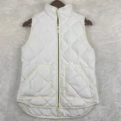 J Crew Down Vest Womens XS White Full Zip Insulated Quilted Puffer Sleeveless * • $18.88