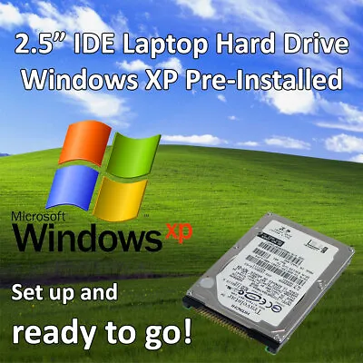 2.5  IDE Laptop Hard Drive Windows XP Pro SP3 Pre Installed 32 Bit X86 Office • £22.95
