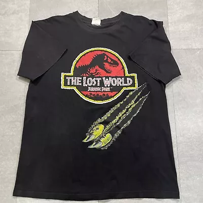 Vintage The Lost World Jurassic Park T-shirt 1997 Size L Black Dinosaur Movie • $100