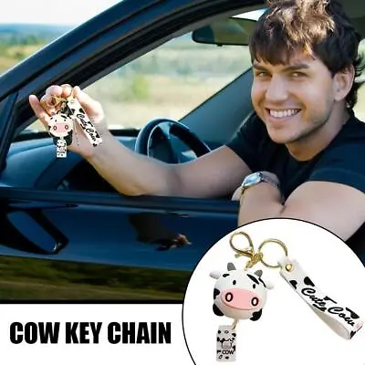 Cute Cow Keychain Cartoon Cow Brand New Condition Car Acce Keyring Q9C1 X3Q2 • £5.27