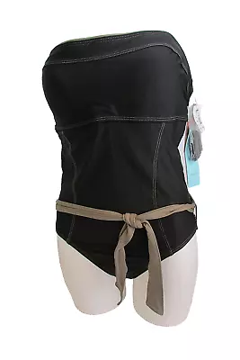 Eco Swim By Aqua Green One Piece Black/khaki Eco Swimsuit Sz 14-new With Tag • $28