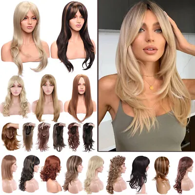 Hair Wigs For Women Ombre Brown Long Synthetic Wave Daily Wig Latered Hair Real • £19.50