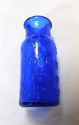 Vtg Bromo-Seltzer Emerson 2-1/2 Inches Tall Embossed Cobalt Blue Cork Top Bottle • $7.95