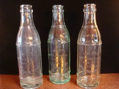 3 Vtg Glass THE CITY BOTTLING WORKS 6.5 Oz. SODA BOTTLES Green VIRGINIA MN • $12