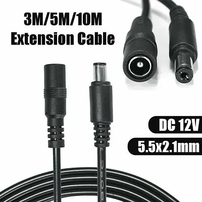 Power Extension Cable For 12V DC 3M 5M 10M CCTV LED Adapters 2.1mm*5.5mm Jack UK • £3.20