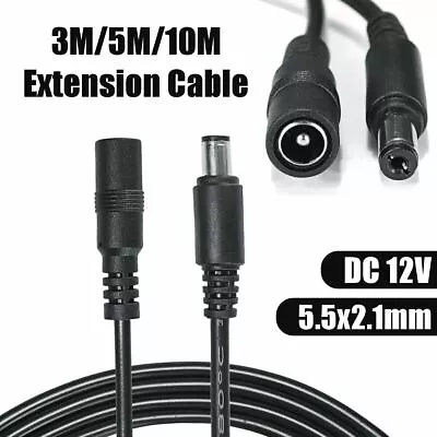 Power Extension Cable For 12V DC 3M 5M 10M CCTV LED & Adapters 2.1mm*5.5mm Jack • £4.80