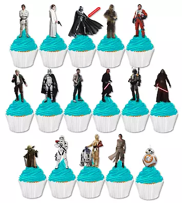 16x EDIBLE Star Wars Cupcake Toppers Birthday Decorations Wafer Card Sheet Uncut • $7.99