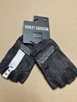 Men's Harley Davidson 120th Anniversary True North Fingerless Leather Gloves 2XL • $52.50