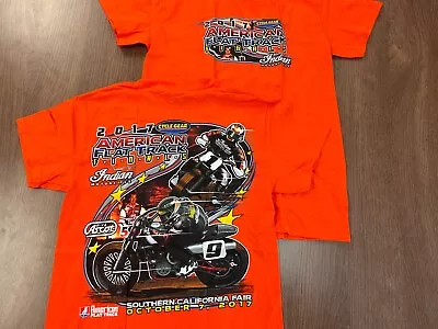 2017 American Flat Track Finals S T Shirt Deadstock Indian Motorcycle Orange Nos • $15