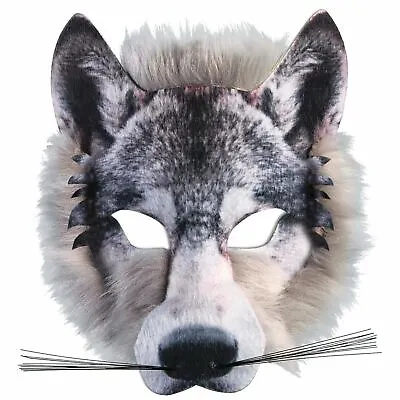 £10.82 • Buy Adults Kids Realistic Fur Wolf Pack Animal Jungle Werewolf Book Week Face Mask