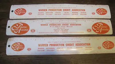 Vtg METAL 12 INCH PROMO RULERS LOT OF 3-WARREN CREDIT ASSOC OHIO MADE IN USA • $7.99