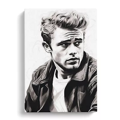 James Dean Line Canvas Wall Art Print Framed Picture Decor Living Room Bedroom • £34.95