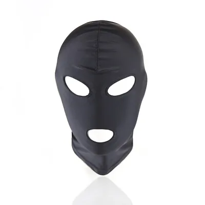 Black Spandex Full Hood Face Head Cover Role Play Sexy Unisex Mask Slave Costume • $8.99