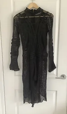 $76.67 • Buy Sass & Bide Moonshadow Vintage Black Mesh Embroidered Long Sleeve Dress, Size M