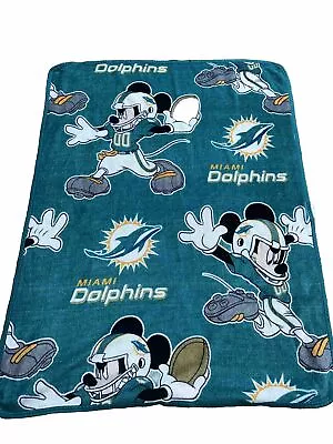 Miami Dolphins Souvenir Throw Blanket Mickey Mouse Disney • $12