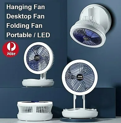 $48.99 • Buy Destop Fan Hanging Fan Wall Fan 4in1 Portable Folding LED Night Light USB 4000mA