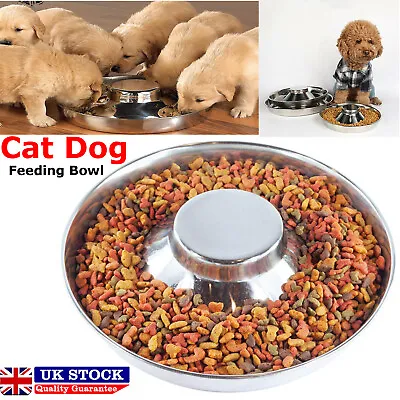 £7.49 • Buy Puppy Dog Pet Cat Litter Food Feeding Weaning Silver Stainless Feeder Bowl Dish