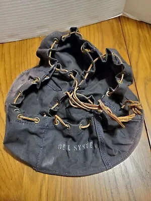 Vintage Bell System Lineman Thick Cloth Tool Bag 4 Compartment Tote Leather Lace • $19.99