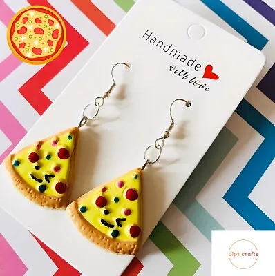 Fun Pizza Slice Earrings - Handmade Quirky Food Jewellery Gift Idea • £2.95