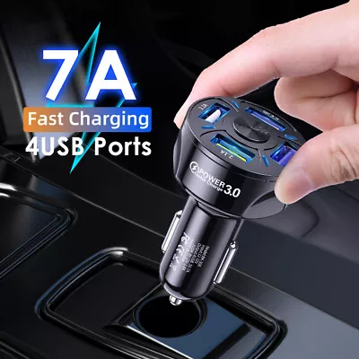 £3.74 • Buy 4 USB Ports Car Charger Adapter LED Display QC 3.0 Fast Charging Car Accessories