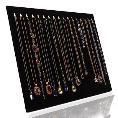 Velvet Jewelry Hook Chain / Necklace Display Board Stand ~17 Hooks • $19.48