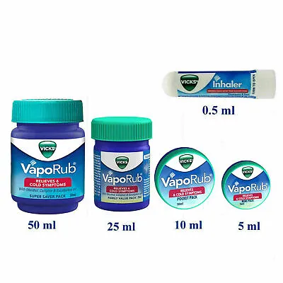 Vicks VapoRub Vapour Rub Congestion Cold Headache Relief Eucalyptus Baby Inhaler • $6.89