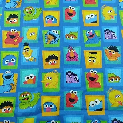 Sesame Street Quilting Fabric 95cm X 110cm Elmo Cookie Monster Blue Big Bird NEW • $17.50