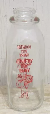 Vintage COUNTRY BOY DAIRY Clear Glass MILK BOTTLE One Pint • $9.95