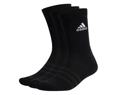 Adidas Unisex Cushioned Crew Socks 3-Pack - Black/White • $25.90