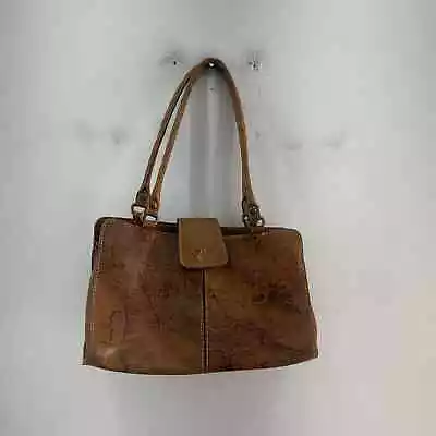 Patricia Nash Brown Leather Map Themed Purse Satchel/Top Handle Bag - Women's • $60