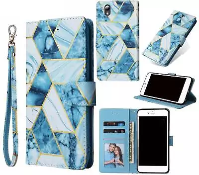 Optus X Start 2 Case Gilded Marble Pattern Wallet 3 Card Id • $8.95