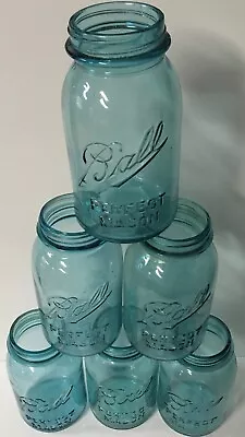 Vintage Lot 6 Quart Blue Ball Perfect Mason Fruit Jars #4#5#6#7#8 & #7 NICE • $29.79