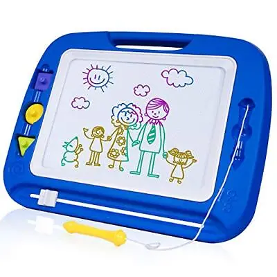 SGILE Large Magnetic Drawing Board - 4 Colors 42×33cm Pad With 4 Stamps For • £22.17