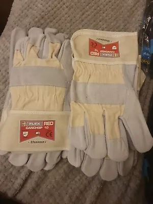 B-Flex Gloves Heavy Duty Canadian Leather Rigger Work Gauntlets XL SIZE 10 • £7