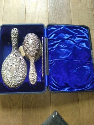 £70 • Buy Sterling Silver Dressing Table Vanity Set Mirror Brush Comb Chester 1902 Antique