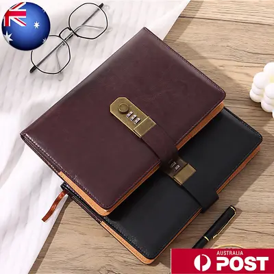 A5 Secret Diary Notebook With Lock Diaries Lockable Journal Book Leather • $21.99