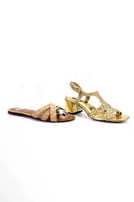 $41.99 • Buy Zara Trafaluc Womens Woven Sandals Heels Brown Gold Toned Size EUR 39 Lot 2