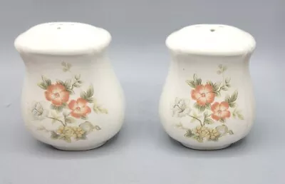 Vintage Mikasa White Japan Salt And Pepper Shakers With Pink Flower 2 3/4  #7B • $60