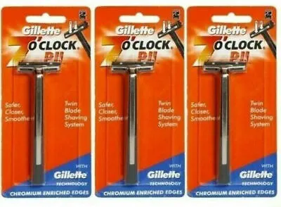 Gillette 7 O'Clock Trac II Razor Handle Clean Shaving For Men Pack Of 3 Pcs • £19.64