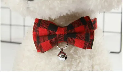 Cat Collar Bow Tie Bell Quick Release Kitten Collar Plaid Safety Collar UK • £3.36