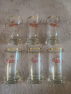 £35 • Buy Set Of 6 Vintage Carlsberg Pilsner Glasses Home Bar Memorabilia 1960s Man Cave