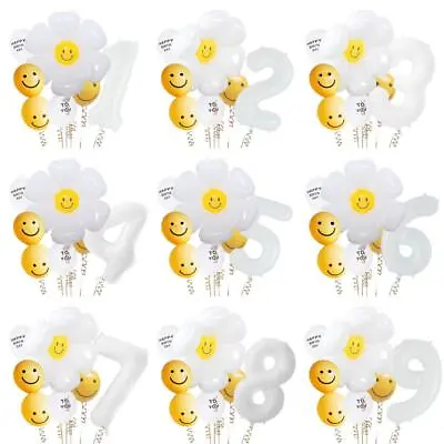 8pcs Huge Cartoon Daisy Flower Foil &Latex Balloon Set Birthday Party Decoration • £5.98