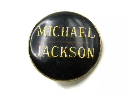 Michael Jackson Lettered Pin Black Background Gold Tone Lettering • $17.99