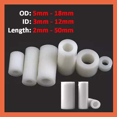 M5 M6 M7 M9 M11 M14 M16 M18 Nylon Plastic Spacers Standoff White Round Washers • £1.19