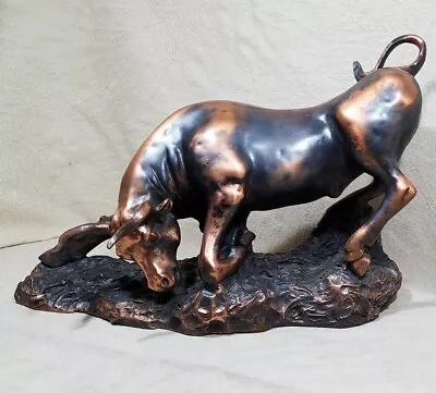 Wall Street Bull Metal Copper Bronze Brass Resin Art Statue Sculpture 14lb 15  • $130